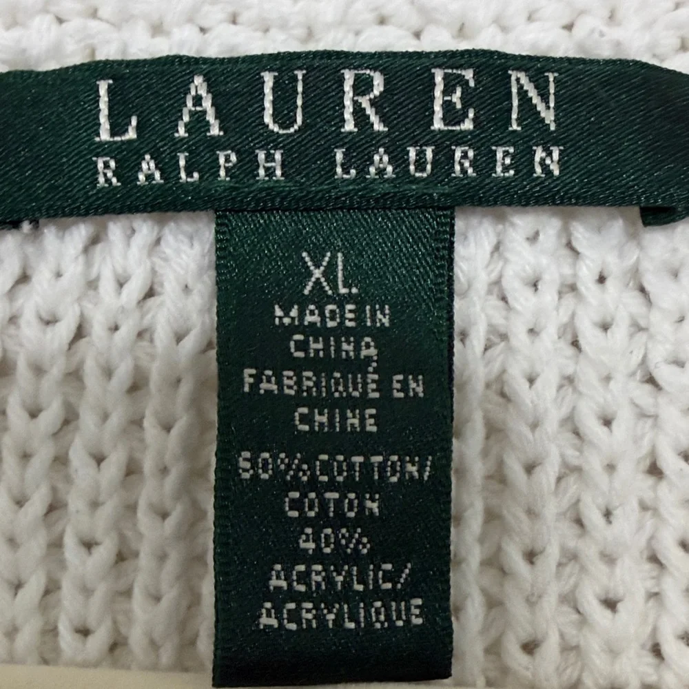 Lauren Ralph Lauren V-Neck Sweater in White Size XL - Picture 11 of 11
